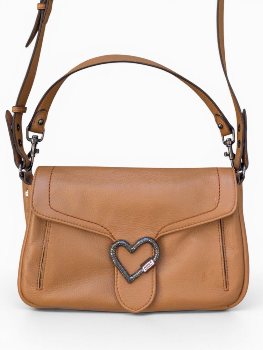 Aimee Kestenberg Lovers Lane Convertible Crossbody – Maple Leather, Heart Buckle